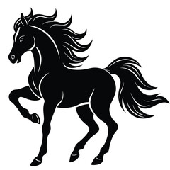 Black silhouette of a galloping horse with flowing mane and tail 1