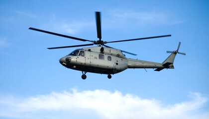 Military helicopter in flight