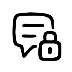 Message Locked Protected Padlock Chat Hand Drawn Doodle Vector Icon