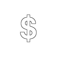 Outline Dollar Sign Icon on a White Background