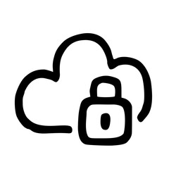 Cloud Lock protect secure storage Hand Drawn Doodle Vector Icon