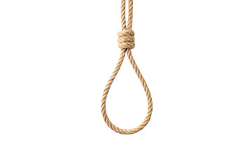 Natural rope noose loop knot hanging cord traditional nautical maritime suicide prevention awareness, isolated on a transparent background