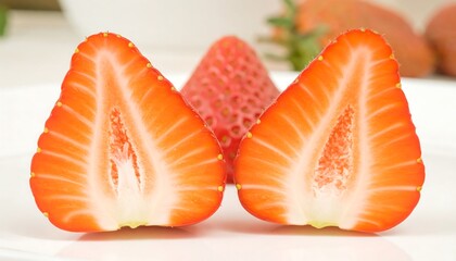 Close up of a Sliced Strawberry, Fresh and Juicy.