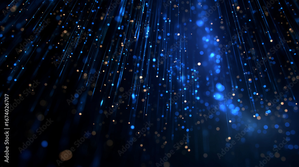 Wall mural celestial dance: an abstract cosmic tapestry of shimmering light streaks and glimmering particles ca