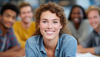 Diverse group of young adults collaborating and socializing in casual workspace environment