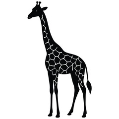Obraz premium Black silhouette of a giraffe with white geometric pattern 3