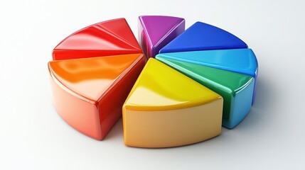 Obraz premium Colorful 3D pie chart graphic on white background, data visualization