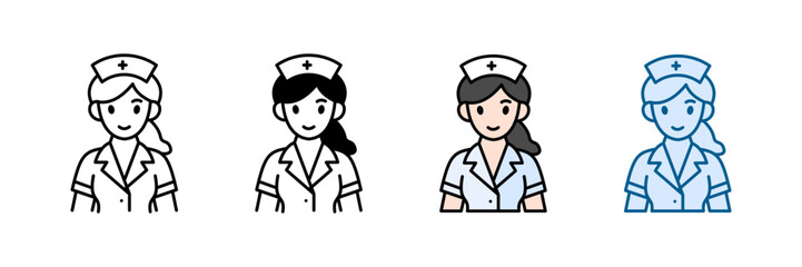 Nurse Assisting Icon Set Multiple Style Collection
