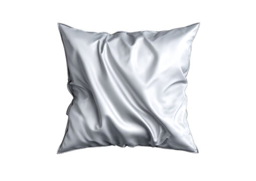 Blank, silver pillow, crumpled fabric