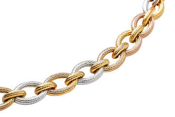 Obraz premium Elegant twisted rope chain with alternating gold and silver links, isolated on a transparent background