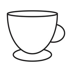 Clean line drawing of cup with saucer, minimal style.

