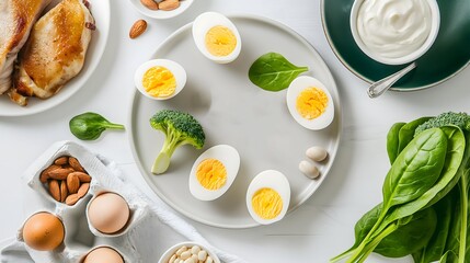 Let&rsquo;s Diet Healthy Food Concept, Fresh Fruits, Vegetables, Eggs, and Clean Eating Lifestyle