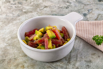 Delicous tuna with avocado salad