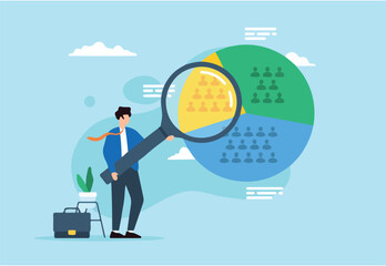 Categorizing based on behavior, targeted marketing strategies, market segmentation concept vector illustration. Business analyst dividing customer base into segments 