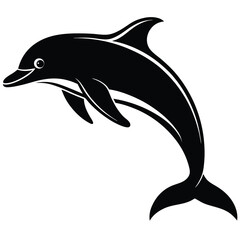 Fototapeta premium Black silhouette of a leaping dolphin white