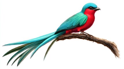 Fototapeta premium Vibrant colorful bird perched on branch