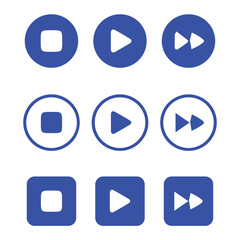 Blue Media Player Control Icons Set – Play, Pause, Stop, Forward, Rewind Buttons