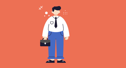 Professional businessman illustration holding a briefcase, representing career, success, and corporate lifestyle. Ideal for business, finance, and office concepts.