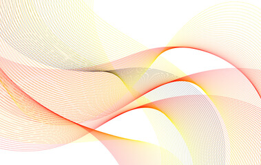 Modern abstract colorful wave line background featuring smooth curved flowing patterns in gradient tones of red, yellow, and orange. This futuristic digital artwork is ideal for use in presentations.