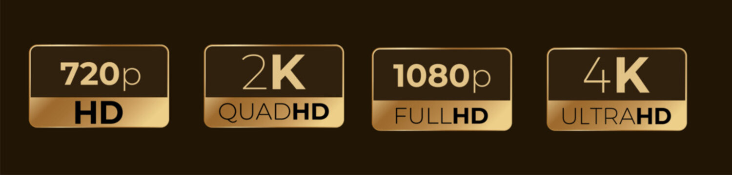Resolution formats: 720p hd, 2k quad hd, 1080p full hd, 4k ultra hd icons on black.