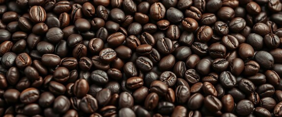 Fototapeta premium Dark, roasted coffee beans, aromatic, isolated, macro, aroma