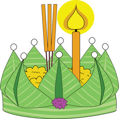 Thai Loy Krathong Festival Krathong with Candle and Incense
