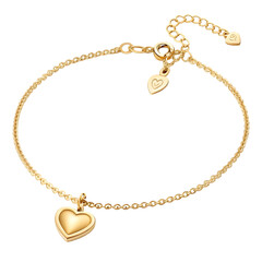 Elegant Gold Heart Charm Bracelet: Delicate Jewelry Design on transparent background