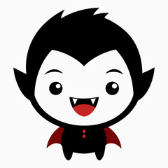 Cute cartoon vampire character with fangs and cape