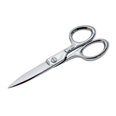 Sharp, gleaming chrome scissors poised for precise cutting, perfect for design and tailoring projects.