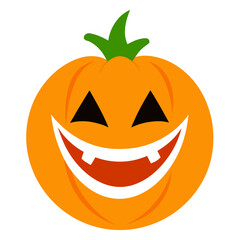Happy jack o lantern with a big grin and green stem