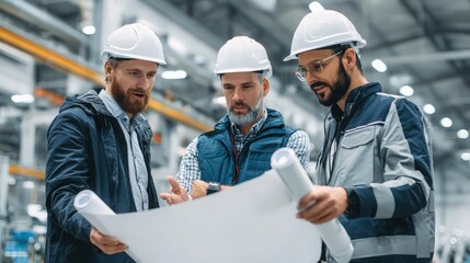 team of engineers discussing project in an office