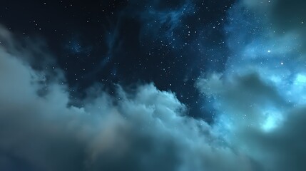 Obraz premium Night Sky With Dramatic Clouds And Stars