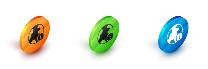 Isometric World news icon isolated on white background. Breaking news, world news tv. Circle button. Vector