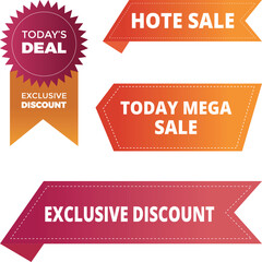 Modern Flat Sale Banner Labels With Exclusive Discount And Mega Offer Design