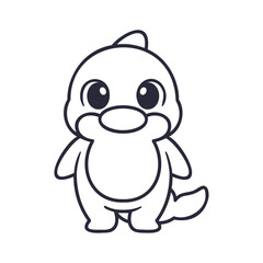 Dolphin Cute Standing Outline