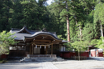 hall in a shinto temple (futarasan-jinja) in nikko in japan 