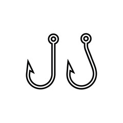 Two simple fishing hooks depicted in a clean line art style