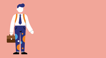 A stylized business professional with a briefcase, representing diverse corporate roles, career paths, and modern work culture. Ideal for concepts of employment and success.