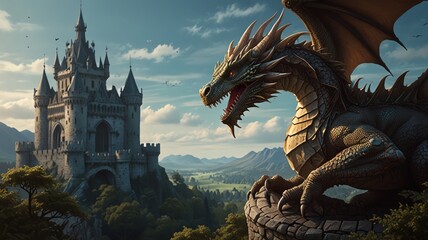 Fototapeta premium dragon statue in the park