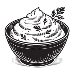 black mashed potatoes  Silhouette Vector, High Quality Illustration on White Background