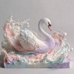 Pastel Swan in Whimsical Foam Splash