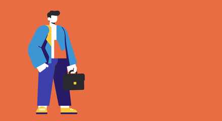 Stylish businessman illustration holding a briefcase, representing professionalism, career, and corporate success. Ideal for business, finance, and career development concepts.