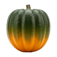 Acorn squash displays its green and yellow coloring against a isolated background.