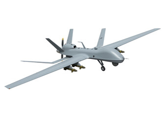 Isolated Predator Drone for Military Surveillance and Aerial Warfare in Gray Tones