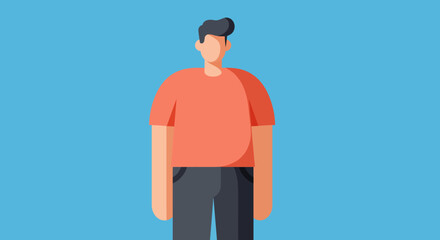 Minimalist vector illustration of an anonymous standing man. Clean, modern design for diverse commercial uses, lifestyle concepts, or user interface elements.