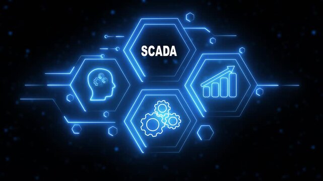 Abstract neon Hud knowledge ability business gear icon Glowing neon line concept. Glowing "SEADA" button in German on a futuristic, abstract wave technology on black background.