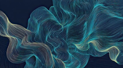 Abstract Digital Art Pattern With Blue Cyan Teal Colors