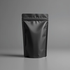 Minimalist Black Pouch Mockup | Blank Stand-Up Packaging | Modern Food, Coffee & Cosmetic Packaging Design