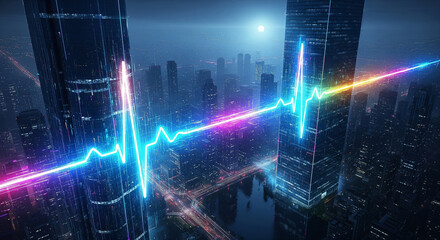 Digital Heartbeat: Pulsing Lights Connecting Two Cities