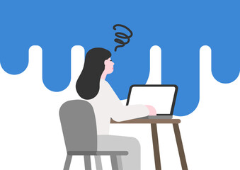 在宅勤務で疲れを感じる女性